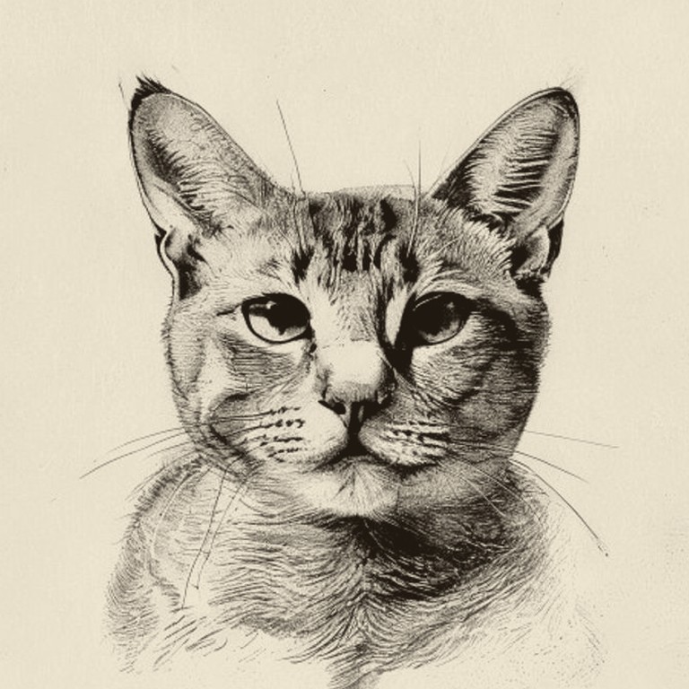 Engraving of a Cat