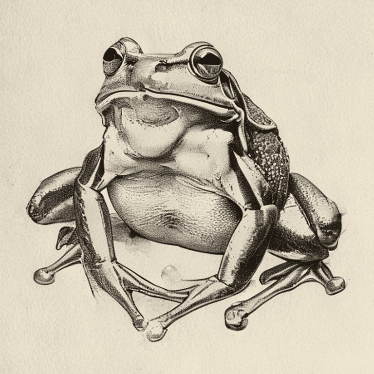 Engraving of a Frog