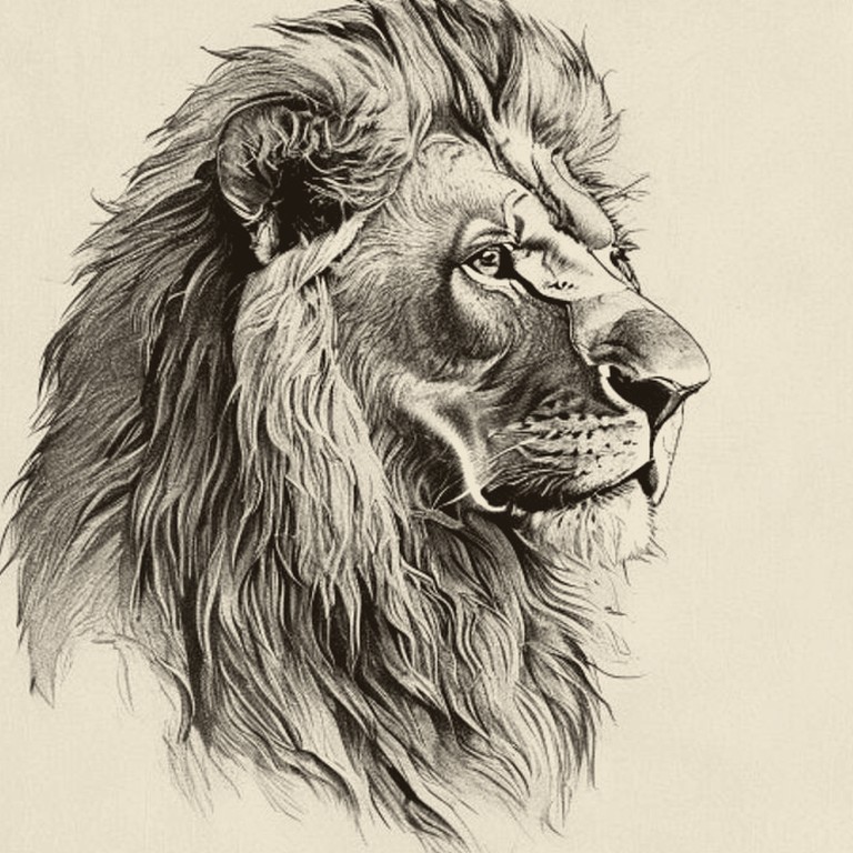 Engraving of a Lion