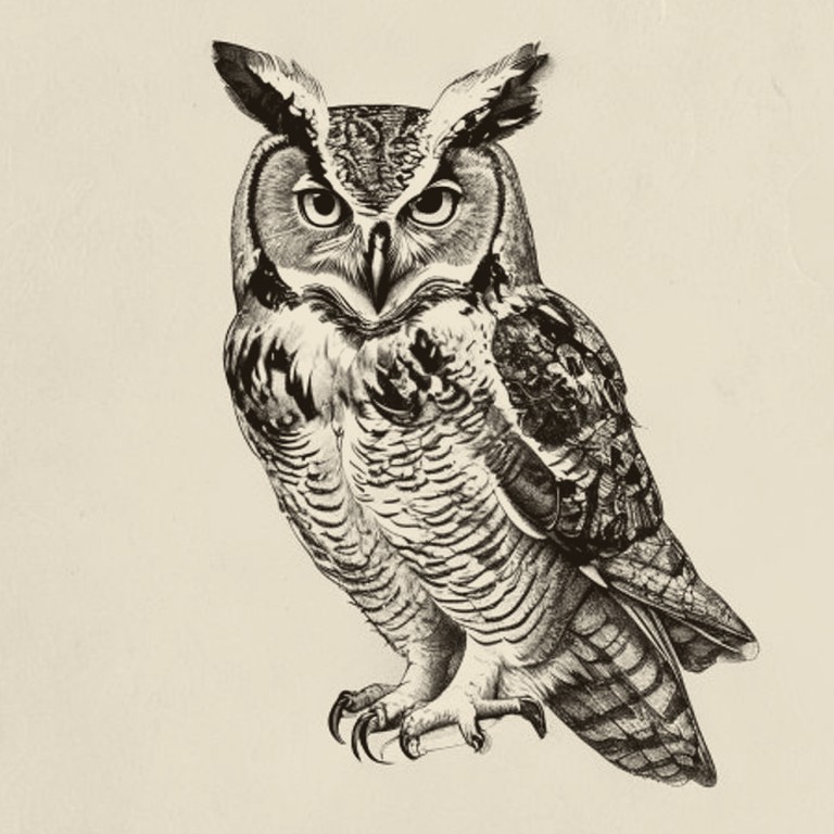 Engraving of a Owl