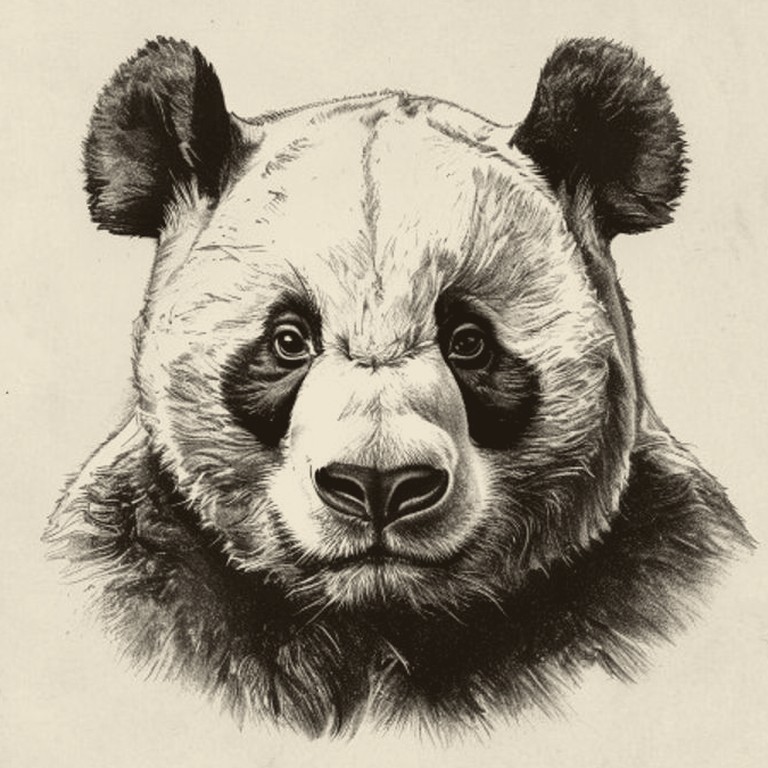 Engraving of a Panda