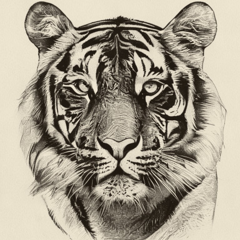 Engraving of a Tiger