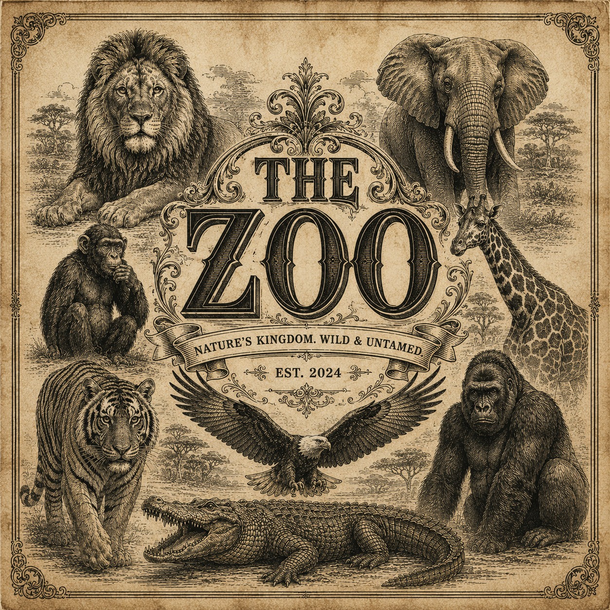 Engraving of a The Zoo